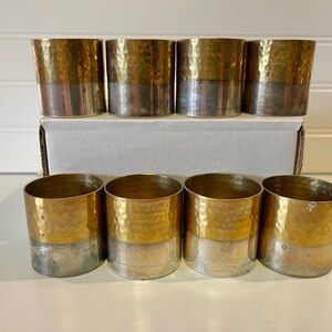 Lot 8 Napkin Rings Holders Brass Gold Silver Tones Metal Vtg Preowned Blemishes